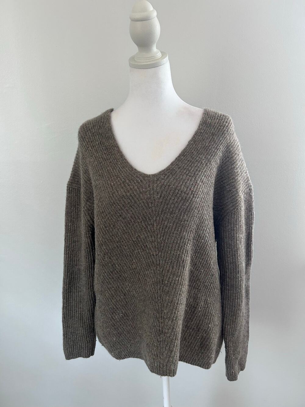 French connection Wool Silk Blend Brown speckled tweed Pullover Sweater M Medium